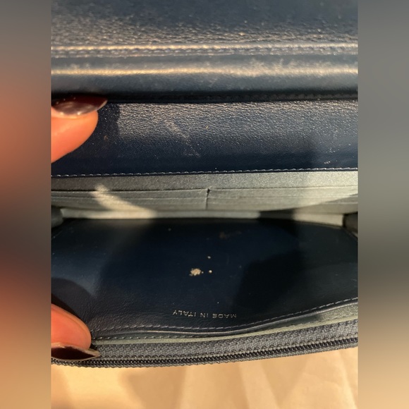 CHANEL Patent Leather Camellia Wallet on Chain WOC Blue - Picture 10 of 10